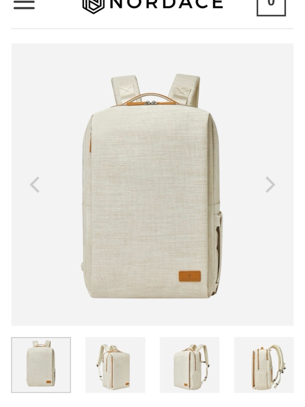 Nordace Cream Sienna Smart Backpack with Tan Accents